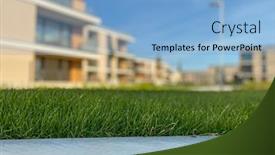  Presentation with apartment buildings - Cool new PPT layouts with modern-and-new-apartment-building backdrop and a light blue colored foreground