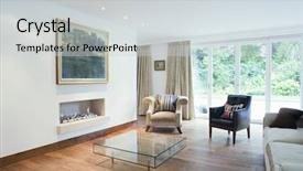  Presentation with living room - Colorful presentation design enhanced with modern and spacious living room backdrop and a light gray colored foreground