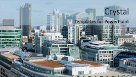  Presentation with city - Colorful presentation design enhanced with modern apartment - view from st pauls cathedral backdrop and a light blue colored foreground
