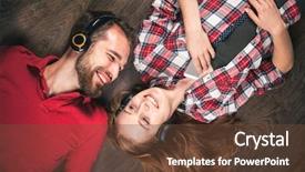 Presentation with home - PPT layouts with modern apartment - young couple at home background and a tawny brown colored foreground