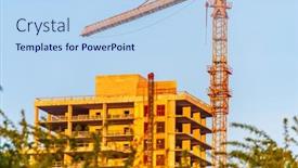  Presentation with under construction - Presentation featuring modern-apartment-building-under-construction background and a light blue colored foreground