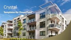  Presentation with area - Slide set enhanced with modern-apartment-building background and a teal colored foreground