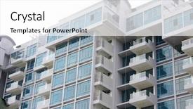  Presentation with apartment buildings - PPT theme featuring modern apartment buildings closeup background and a white colored foreground