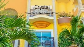  Presentation with apartment buildings - Cool new presentation theme with modern apartment buildings in playa del carmen mexico backdrop and a yellow colored foreground