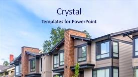  Presentation with apartment buildings - Presentation featuring modern apartment buildings in richmond background and a sky blue colored foreground