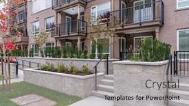  Presentation with apartment buildings - Presentation design featuring modern apartment buildings in vancouver british columbia canada background and a light gray colored foreground