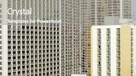  Presentation with apartment buildings - Slide set featuring modern apartment buildings with balcony hotel buildings background and a gray colored foreground