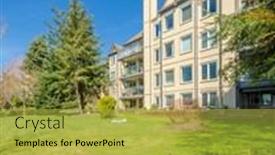  Presentation with modern flowers - Colorful PPT layouts enhanced with modern-apartment-buildings-with-flowers backdrop and a yellow colored foreground