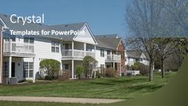  Presentation with complex - Slides enhanced with modern-apartment-complex-with-second background and a teal colored foreground