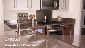  Presentation with apartment - Presentation theme consisting of modern apartment kitchen with brushed background and a coral colored foreground