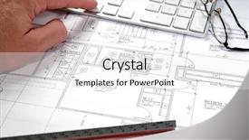  Presentation with blueprint - Slides enhanced with modern architect's office with blueprint and computer keyboard background and a white colored foreground