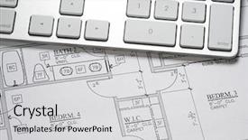  Presentation with blueprint - Colorful theme enhanced with modern-architect-s-office backdrop and a light gray colored foreground