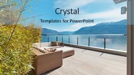  Presentation with architecture - Presentation design enhanced with modern architecture beautiful lake view background and a light blue colored foreground