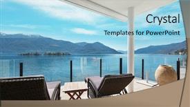  Presentation with architecture - Presentation theme consisting of modern architecture beautiful lake view background and a light blue colored foreground