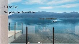  Presentation with view of colonial architecture - Presentation theme consisting of modern architecture beautiful lake view background and a  colored foreground