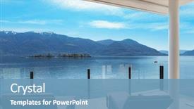  Presentation with architecture - Amazing presentation theme having modern architecture beautiful lake view backdrop and a teal colored foreground