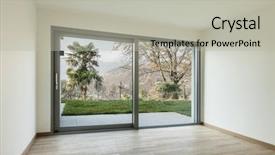  Presentation with apartment - Colorful presentation design enhanced with modern architecture new empty apartment backdrop and a  colored foreground