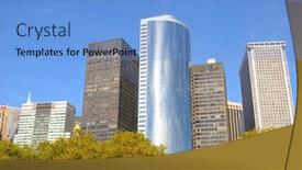  Presentation with modern trees - PPT layouts with modern-architecture-of-downtown-manhattan background and a light blue colored foreground