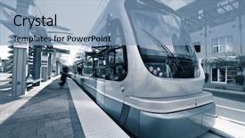  Presentation with train transport - Slide set consisting of modern architecture of light rail background and a teal colored foreground