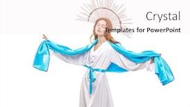  Presentation with virgin mary - PPT theme having modern-art-in-religion background and a sky blue colored foreground
