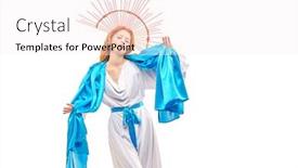  Presentation with virgin mary - Colorful theme enhanced with modern-art-in-religion backdrop and a sky blue colored foreground