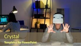  Presentation with virtual reality - Amazing presentation having modern-automotive-engineer-using-virtual backdrop and a violet colored foreground