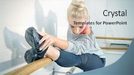  Presentation with dance - PPT theme having modern ballet dancer background and a sky blue colored foreground