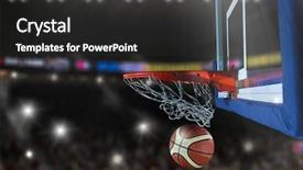  Presentation with net - Slide set consisting of modern basketball arena with flare background and a dark gray colored foreground