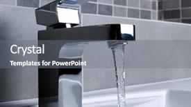  Presentation with water faucet - PPT layouts with modern bathroom chrome faucet background and a gray colored foreground