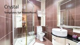  Presentation with interior design - PPT layouts consisting of modern bathroom interior in hotel background and a coral colored foreground