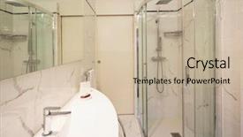  Presentation with furniture - Colorful PPT theme enhanced with modern bathroom with fuchsia furniture backdrop and a mint green colored foreground