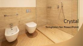  Presentation with modern elegant - Colorful presentation design enhanced with modern bathroom with wood backdrop and a coral colored foreground
