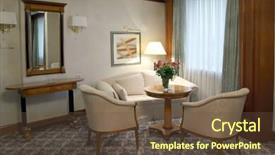  Presentation with bedroom modern - Colorful PPT theme enhanced with modern bedroom decor in beige and green backdrop and a tawny brown colored foreground