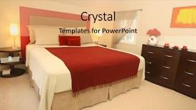  Presentation with bedroom modern - Slide deck featuring modern bedroom in warm tones background and a coral colored foreground