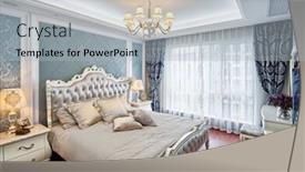  Presentation with bedroom modern - PPT theme having modern bedroom with comfortable bed background and a light gray colored foreground