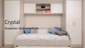  Presentation with bedroom modern - PPT layouts featuring modern beige bedroom with wardrobe background and a soft green colored foreground