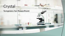  Presentation with laboratory equipment - Audience pleasing theme consisting of modern biotechnology - background image of various equipment backdrop and a sky blue colored foreground