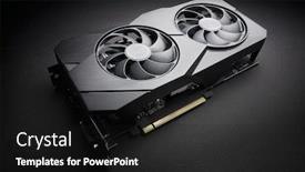  Presentation with electronic card - Slide deck having modern-black-computer-video-card background and a black colored foreground