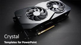  Presentation with electronic card - Colorful PPT theme enhanced with modern-black-computer-video-card backdrop and a dark gray colored foreground