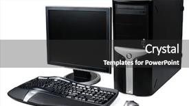  Presentation with desktop - PPT theme with modern black desktop computer isolated background and a dark gray colored foreground
