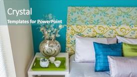  Presentation with bedroom modern - Theme having modern blue and green bedroom background and a teal colored foreground