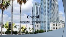  Presentation with modern trees - Presentation theme featuring fluffy white clouds tall background and a light blue colored foreground