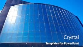  Presentation with windows - Presentation theme with modern blue office building windows background and a ocean colored foreground