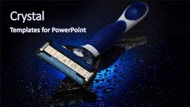  Presentation with black men - Amazing PPT layouts having modern blue razor for men backdrop and a wine colored foreground