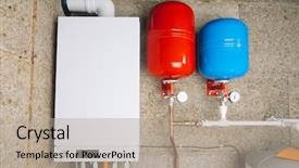  Presentation with boiler - Slides with modern boiler room independent heating background and a coral colored foreground