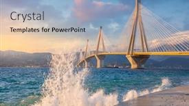  Presentation with bridge - Slide deck having modern-bridge-at-the-evening background and a light blue colored foreground