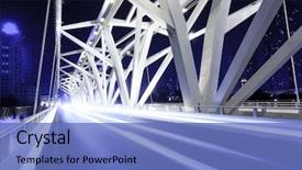  Presentation with empty road motion blur - Audience pleasing presentation theme consisting of modern bridge with empty road backdrop and a teal colored foreground