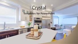  Presentation with clean house - PPT theme consisting of modern bright clean kitchen interior background and a light gray colored foreground