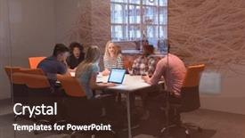  Presentation with team meeting - Cool new presentation theme with modern bright office interior brainstorming backdrop and a  colored foreground