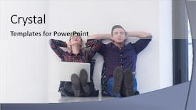  Presentation with mobile technology - Cool new slide deck with modern bright office interior work backdrop and a white colored foreground